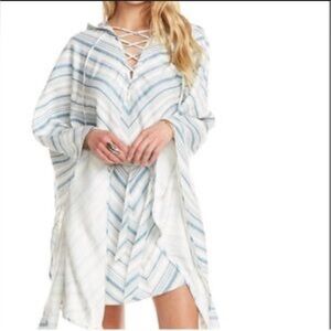NWT Chaser Linen Cover up Hooded Striped Poncho